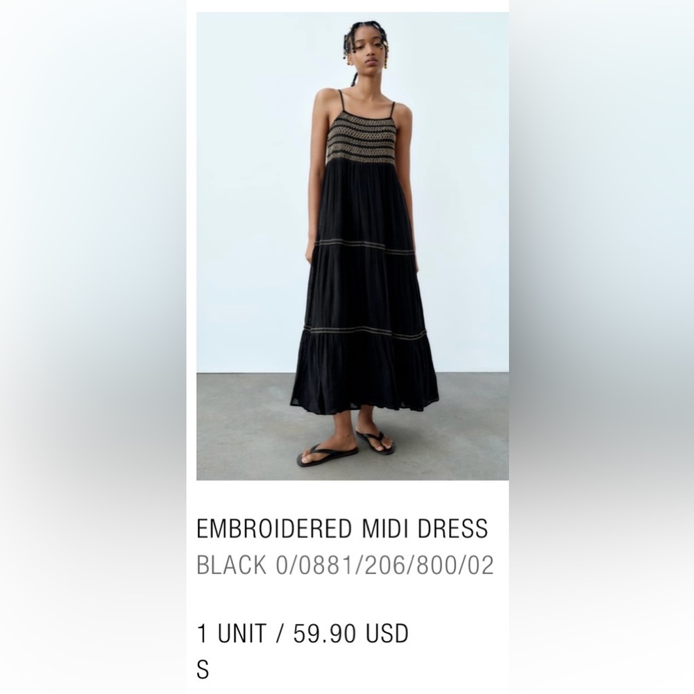 Zara Embroidered Midi Dress